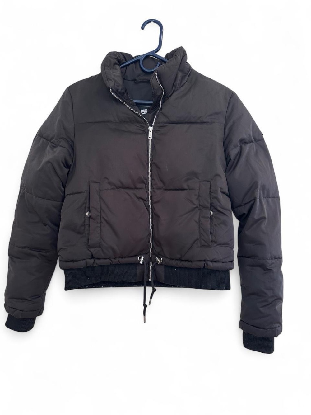 Superdry women’s Black Puffer bomber Jacket - Classic Cropped Style - medium